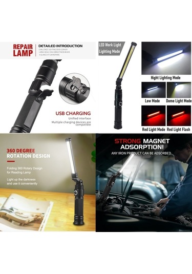 Sones W553 280lm Usb Şarj Edilebilir Katlanır Mobil El Çalışma Acil Durum Işığı, Boyut: 16,5 X 3,8 Cm Çok Renkli