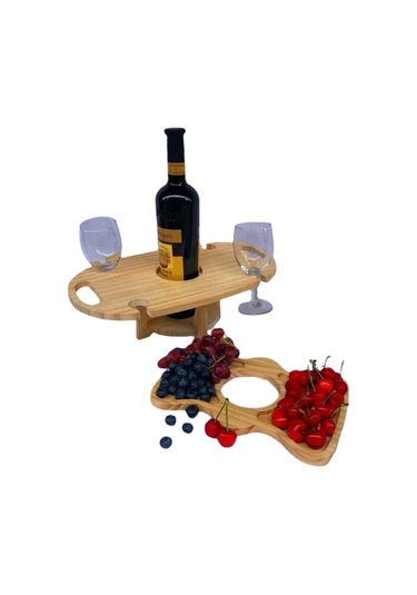 Açık Piknik Masası Ahşap Katlanabilir Şarap Rafı Ahşap Rengi , Boyut:katlanabilir Masa Diğer Çok Renkli