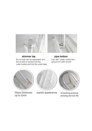 Yifomall Akvaryum Filtre Bardakları İçin Yüksek Borosilikat Cam Giriş Borusu - Yüzücü Yağ Filtrasyonu - 360 Döner - 13mm Dış Çap