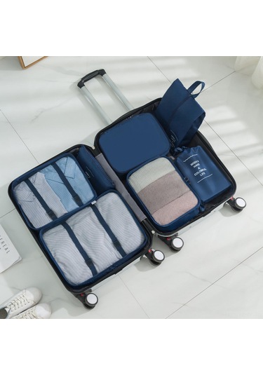 Monyee Mavi Seyahat Çantası Giyim Sınıflandırma Organizer Seti 7 Parça - Kullanımı Kolay, Dayanıklı Malzeme