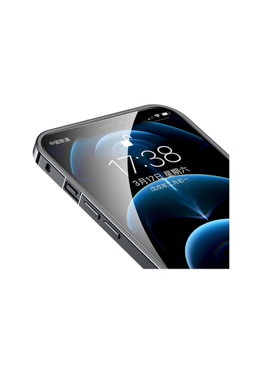 Apple Uyumlu  iPhone 12 Pro Max Metal Çerçeveli Buzlu Kılıf