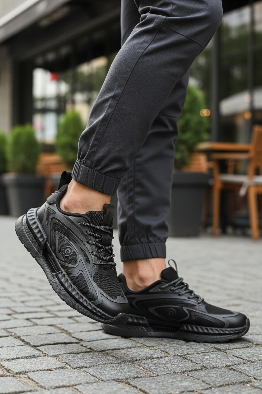 Siyah Fileli Hafif Esnek Erkek Spor Ayakkabı Pcı-11616 M Siyah