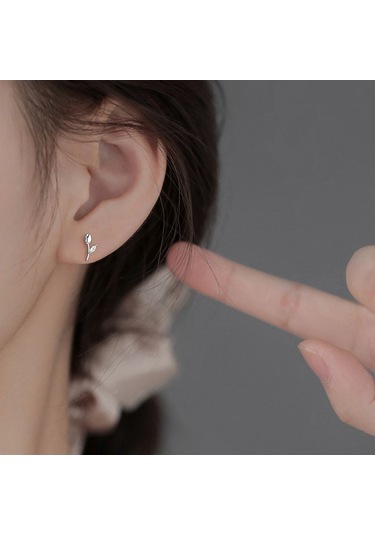 Oloey Kore Lale Küpe Gümüş İğne Küpe Gümüş