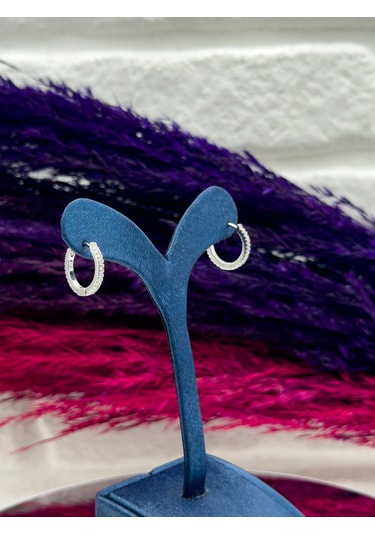 925 Ayar Gümüş Halka Modeli Orta Boy Zarif Kadın Küpe Gümüş