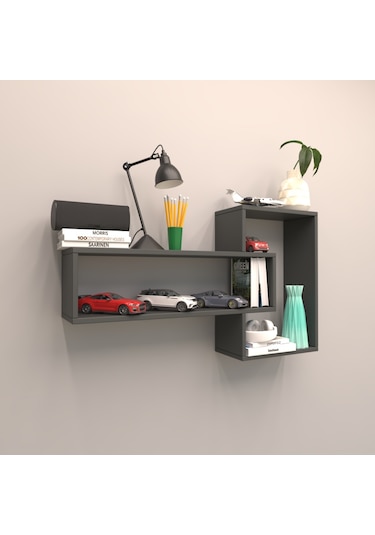 Rafkestir Alya Duvar Raf Set Antrasit ( Mat )