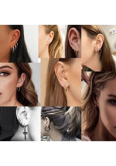 Flybuy 2 Adet Yuvarlak Halka Küpe, Kadın Erkek A1 Gümüş Paslanmaz Çelik, 20mm Dairelik, Moda Ve Trendli Stille/ Gümüş