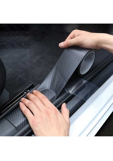 Novahub 3d Dıy Karbon Fiber Araba Kapı Kenar Eşiği Koruma Şeridi - 7cmx10m Siyah - Çizilmeye Dayanıklı Otomatik Kapı Eşiği Koruması 7cmx10m