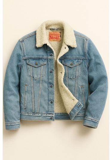 Levi's Rahat Kalıp Sherpa Trucker Kürklü Kot Ceket Mavi