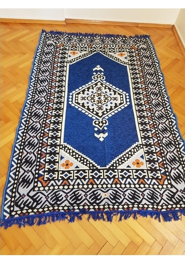 Coton Saraylı Desen Antep Kilim 120*180 cm Mavi
