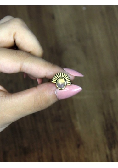 Doğal Taş Pembe Kuvars Taşlı Antik Model Kadın Ayarlanabillir Yüzük Euy82pk Pembe