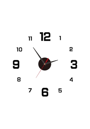 Teltree "modern Sessiz Dıy Akrilik Duvar Saati - Işık Efekti İle 3d Görünüm, 40cm Siyah" Siyah