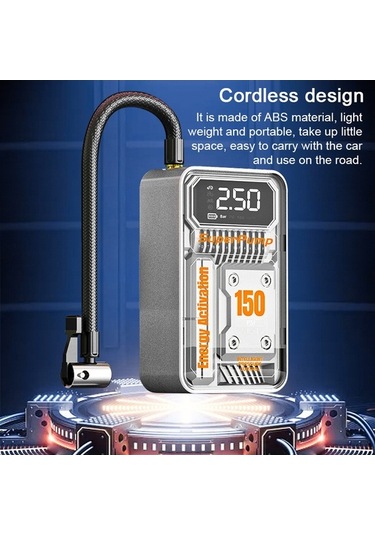Fortunelane Akıllı Araç Hava Pompası - Hızlı Şarj, Otomatik Baskı, Led Işıklı, Power Bank, 7.4v Taşınabilir