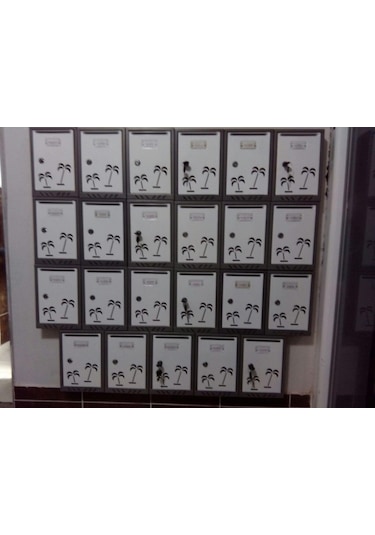 Posta Kutusu Akşan Marka Palmiye Desenli Metal Beyaz-Gri (200118191)