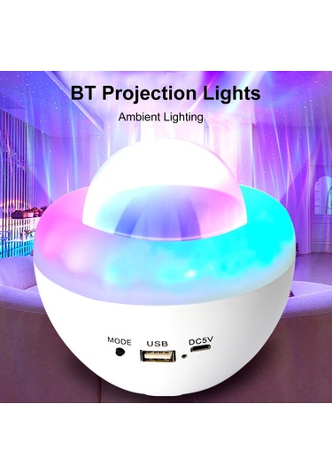 Yunboo Led Projeksiyon Müzik Işığı - Bluetooth Hoparlörlü, Ses Kontrollü, Şarjlı Odalar İçin Ambiyans Lambası