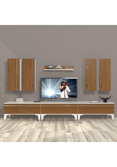 Decoraktiv Eko 8d Mdf Silver Tv Ünitesi Tv Sehpası - Ceviz Beyaz Ahşap - Beyaz