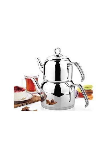 Özkent K-310 Menekşe Mega Büyük Aile Boy Çelik Saplı Çaydanlık