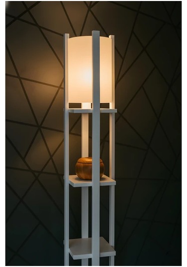 Artıled Modern Metal Gövdeli-raflı Dekoratif Ayaklı Lambader 22x22x145 Bej