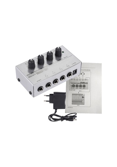 Ranyeek Gümüş Metal 4 Yollu Kulaklık Güçlendirici - 110-240v Küçük Avrupa Standartı Ha400