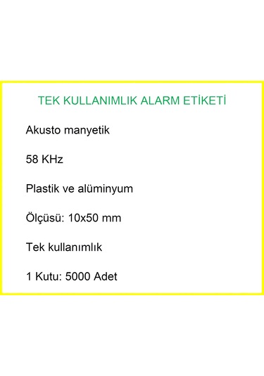 Akusto Manyetik Dr Barkodlu Alarm Etiketi 1 Kutu: 5000'li Kutu