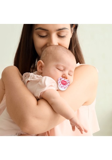 Wee Baby Şeffaf Desenli Damaklı Emzik No:1 Pembe 0-6 Ay