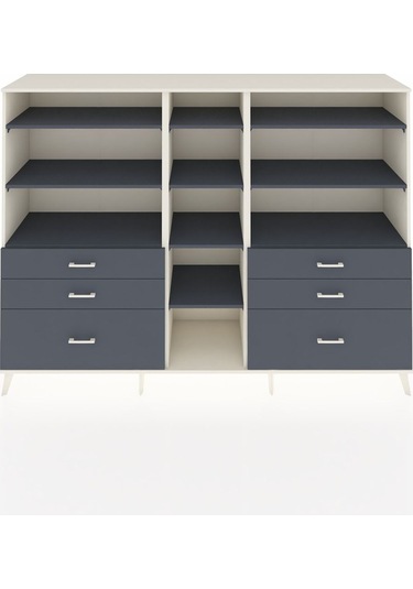 Hyperion Dolap 10 Raflı 6 Çekmeceli 220x44x163 Aytaşı-antrasit Aytaşı-antrasit