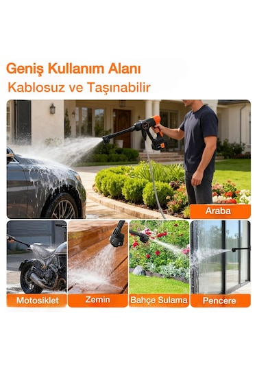 Kraft Hart Çift Akülü Şarjlı Yüksek Basınçlı Oto Yıkama Makinesi