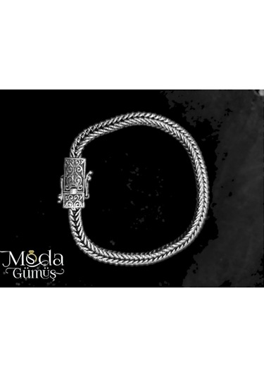 Modagümüşevi Hasır Örgülü Gümüş Erkek Bileklik