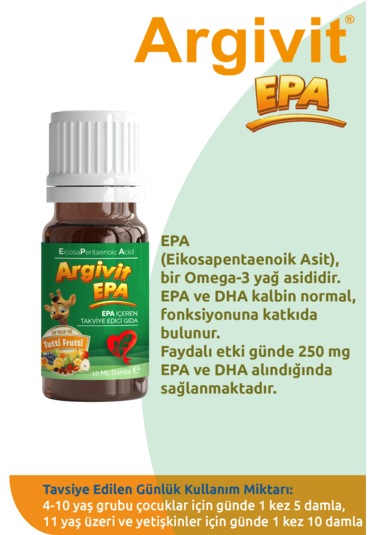 Argivit Epa Damla Balık Yağı Tutti Frutti Aromalı 2 x 10 ML
