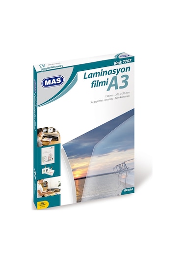 Mas 7707 Laminasyon Filmi A3 125 Mikron 100 Lü Paket