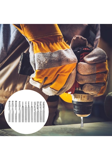 Fosenze Tungsten Steel Milling Cutter Set 12 Adet: Tek Ve Çift Flüt, 1/8" Sap, 2-3mm Kesici Uç, Plastik Kutu İle