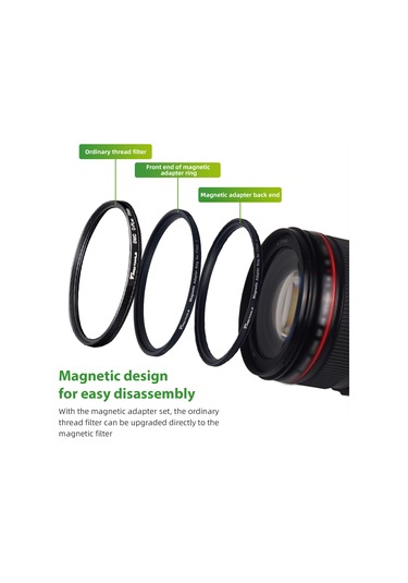 Youtek "82mm Manyetik Filtre Adaptör Halkası - Hızlı Değişim İçin Çift Mıknatıslı Profesyonel Set"