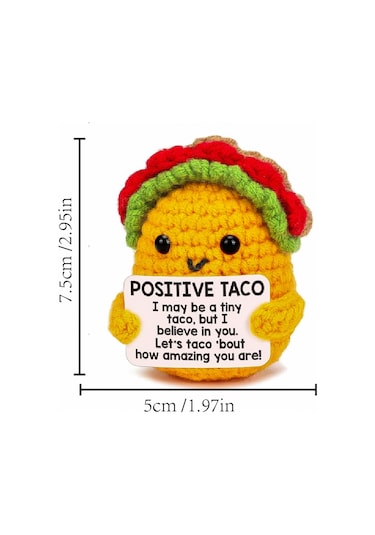 Mufunye El Yapımı Örgü Taco Tavuk Bebek - Duygusal İçecek, , 5x5x7.5cm, 14g, Opp Çanta Sarı