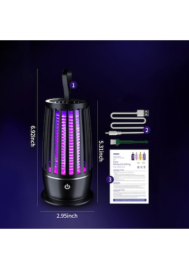 Vkemall Usb Şarjlı 4000mah Sessiz Elektronik Moskito Öldürücü Işık, Isı Işık Küçük Gece Lambası, Asma Dizaynı Ve Temizlik Fırçası İle Beyaz