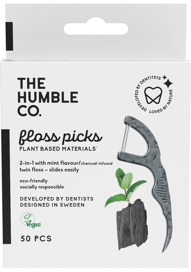 The Humble Co. Floss Picks Kömür Etkili Kürdanlı Nane Aromalı Diş İpi 50'li
