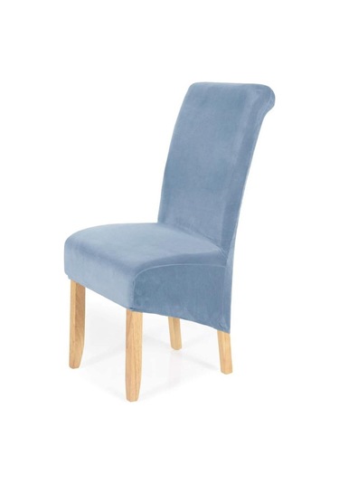 Jms Açık Mavi Streç Kadife Çıkarılabilir Yıkanabilir Büyük Yumuşak Yemek Sandalyesi Slipcovers Kapakları