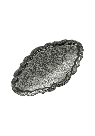 Gümüş İşlemeli Sunum Tepsisi 21cm X 36cm 709758