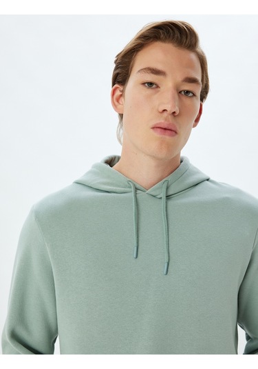 Koton Kapşonlu Sweatshirt Basic Pamuk Karışımlı Green 5wam70001mk Yeşil
