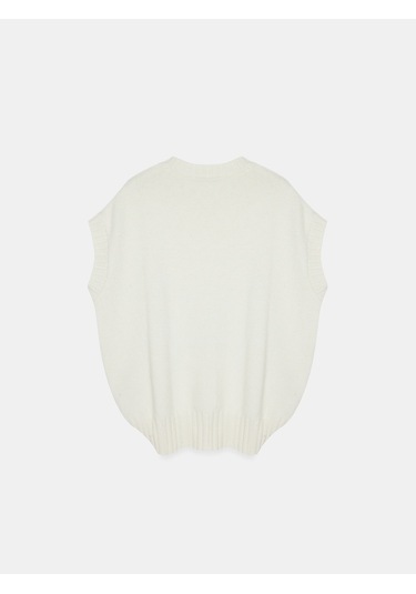 Dilvin 10839 Yün Karışımlı Oversize Süveter-ekru Ekru