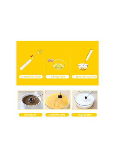 Yifomall "3 Hızlı Usb Şarjlı Paslanmaz Çelik Süt Köpürtücü - Sessiz Motorlu Pratik Mutfak Aleti" Beyaz