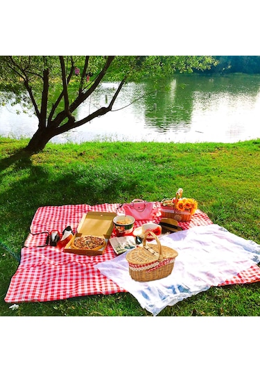 Xiaaokeji Kapaklı Ve Saplı Country Tarzı Hasır Piknik Sepeti Sepet Diğer