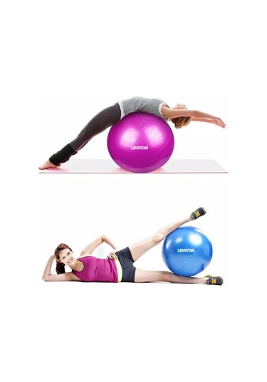 65 CM Fitilli Pilates Topu ve Pompa Seti Pilates Denge Yoga Spor Mor