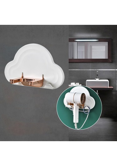 Homyl Duvar Saç Kurutma Makinesi Tutucu Depolama Standı Beyaz Beyaz