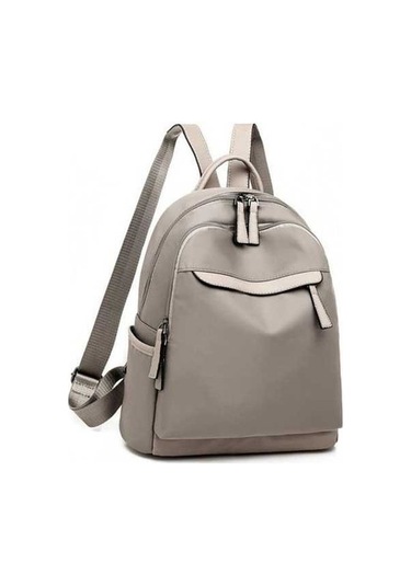 Luckydog Kadın Su Geçirmez Fermuarlı Sırt Çantası Okul Khaki Renk Kulaklık Girişli Haki