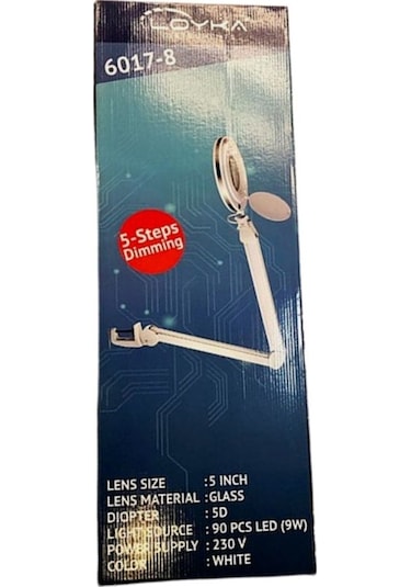 6017-8 Ayarlanabilir işık Seviyeli Masaüstü Büyüteç Lup (8x)