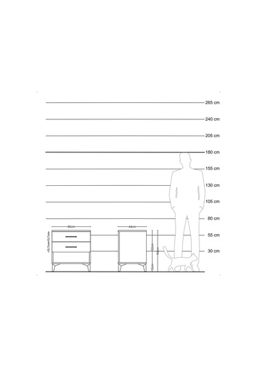 Hyperion Komodin 2 Çekmeceli 60x44x64 Çam-çam Çam