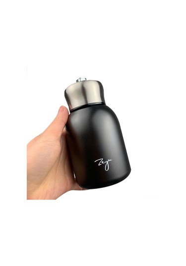 Youtek 304 Çelik Vakumlu Isı Saklama Bardak, 300ml Siyah Mat Desen, El Taşıma Koluyla Portatif Kadın Su Bardağı