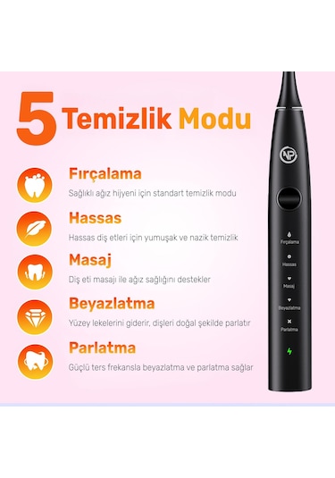 Npo Nicefeel X610-z 40000vps Şarjlı Sonic Diş Fırçası Siyah