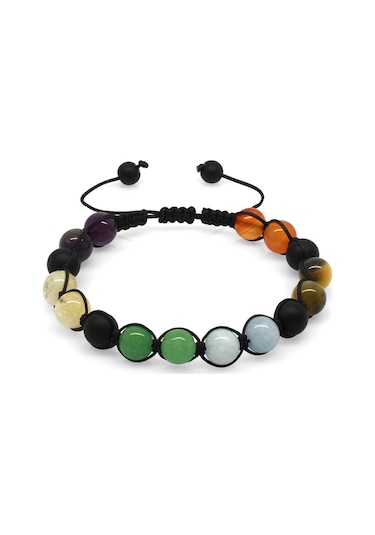 Tesbihane Makrome Örgülü Küre Kesim Çoklu Doğaltaş Kombinli Erkek Başarı Bi Çok Renkli