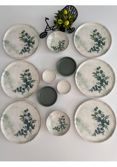 Takım Kahvaltı Okaliptus 12 Parça 6 Kişilik Mat Yeşil