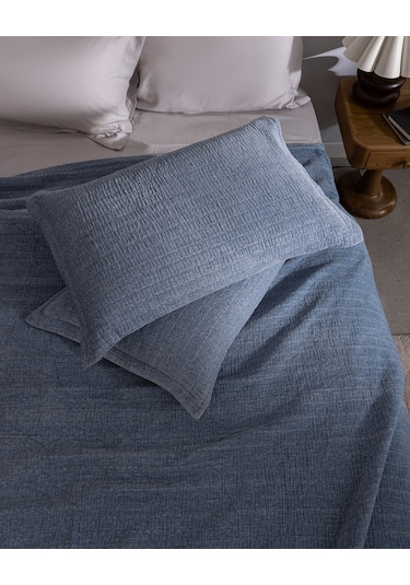 Madame Coco Feolette Çift Kişilik Yatak Örtüsü - Mavi Mavi